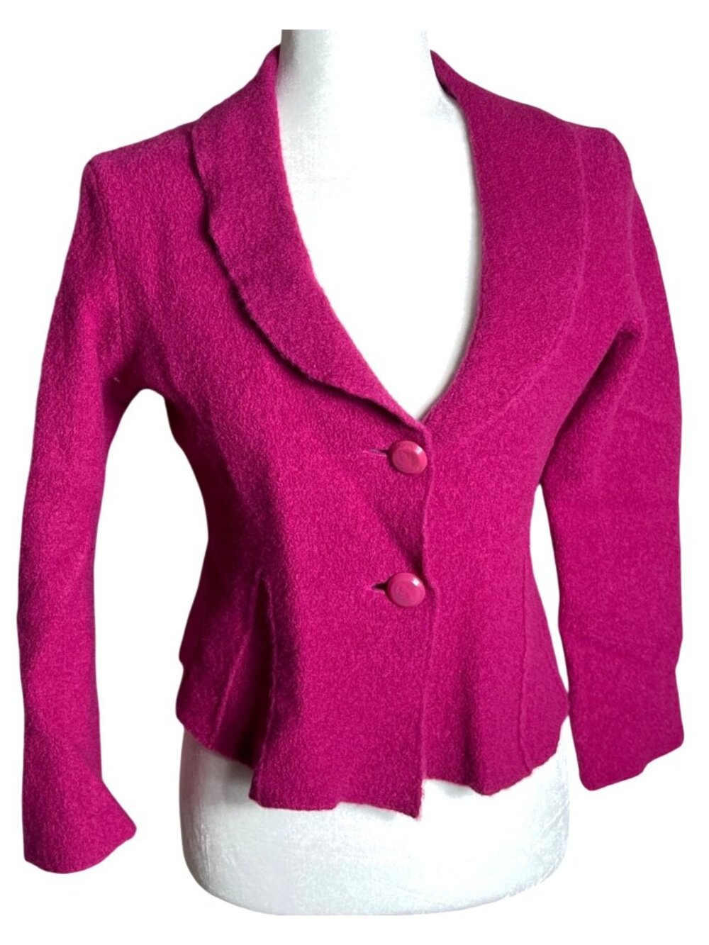 Fuchsia Boiled Wool Cropped Coquette Blazer Romantic Victorian Peplum Retro Wm M